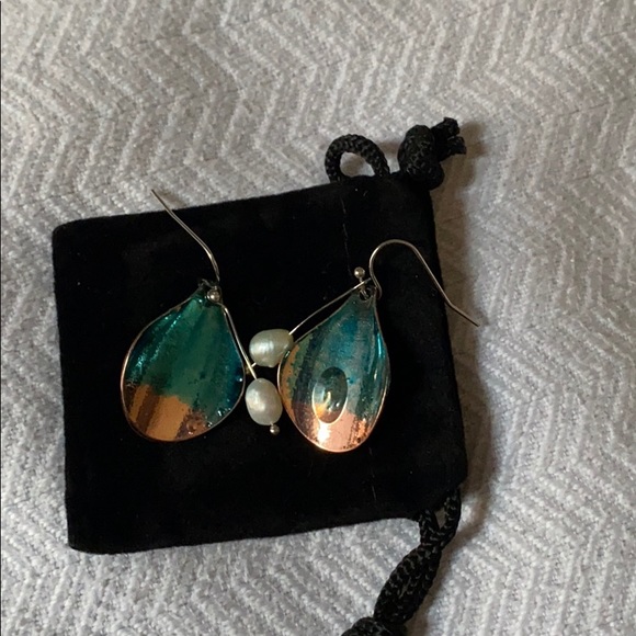 Handmade and hand painted copper earrings - Picture 4 of 4